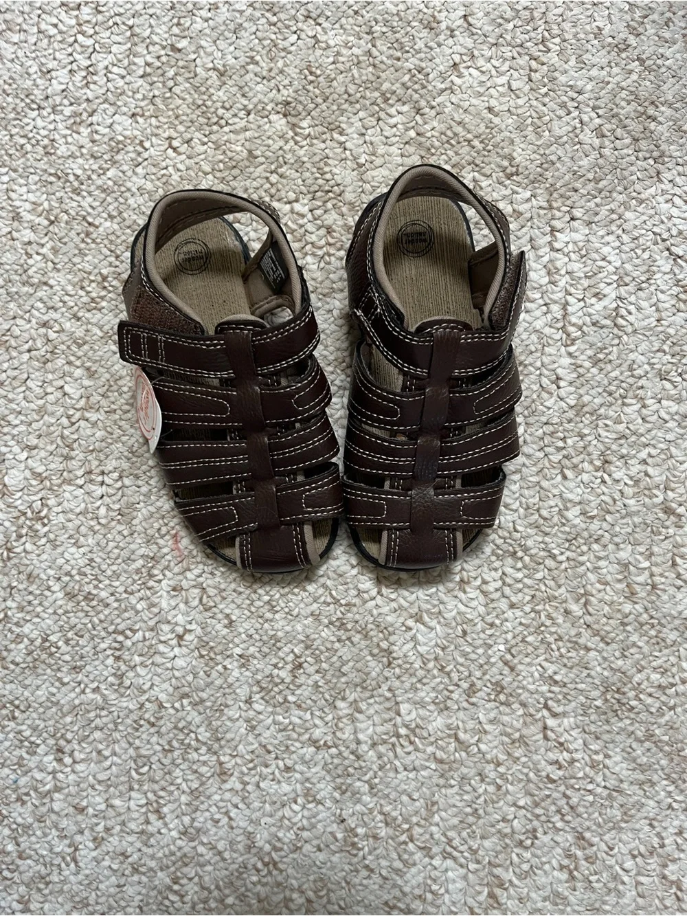 Wonder Nation Brown Boys Fisherman Sandals with Contrast Stitching